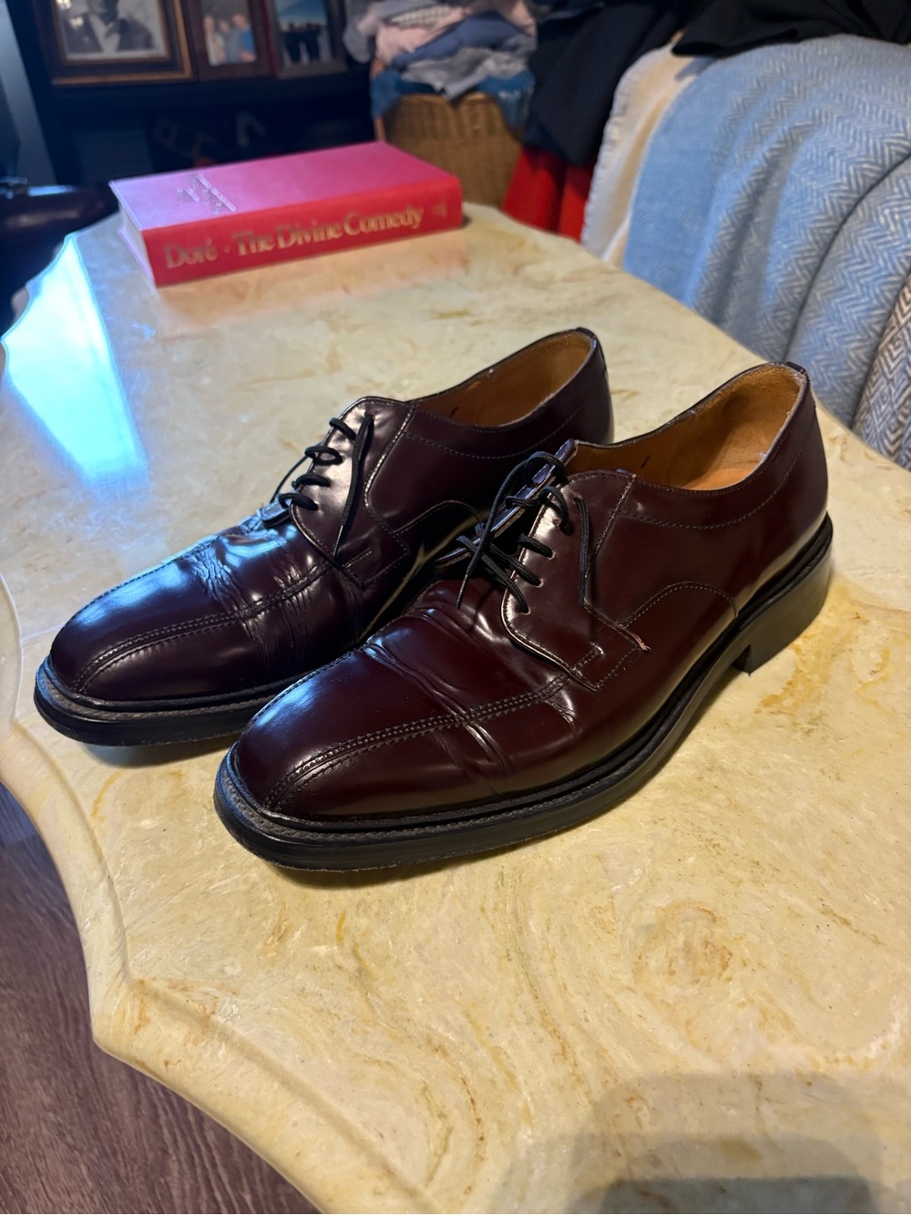 Dack’s Men's Lace-Up Derby Shoes in Burgundy Leather